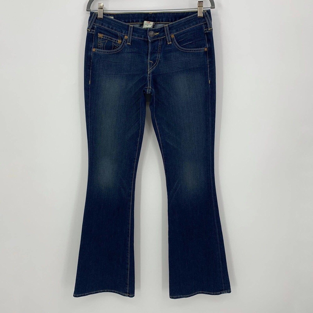 True Religion Bobby Jeans Size 29 Flare Medium Wash Low Rise Button Fly Stretch